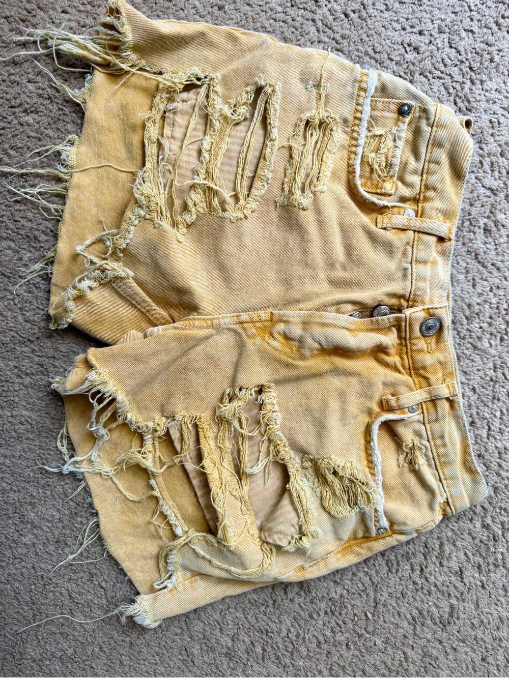 We The Free Yellow Distressed Jean Shorts